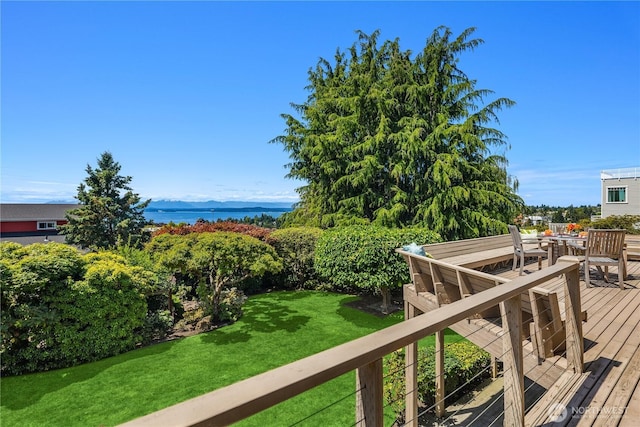 6743 40th Ave SW, Seattle, WA 98136 - wooden deck featuring a yard