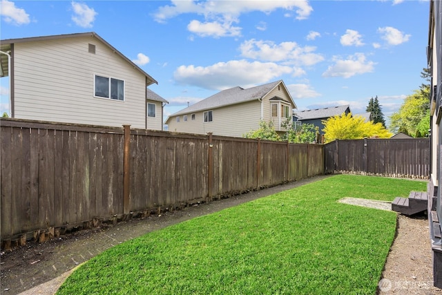 view of yard featuring a fenced backyard