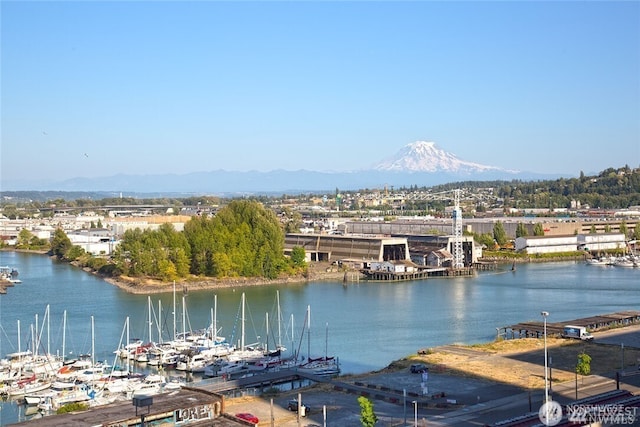 water view with a mountain view