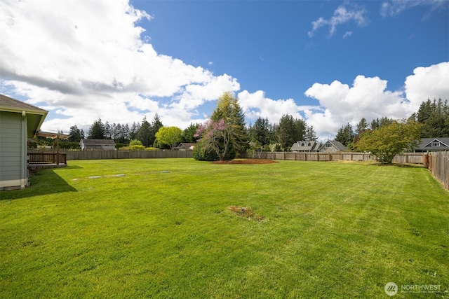 view of yard featuring a fenced backyard