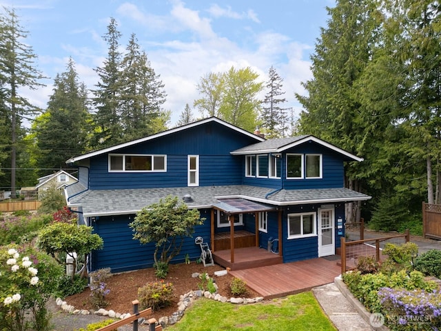 4130 Lakeway Dr, Bellingham, WA 98229 - view of front facade featuring roof with shingles and a deck