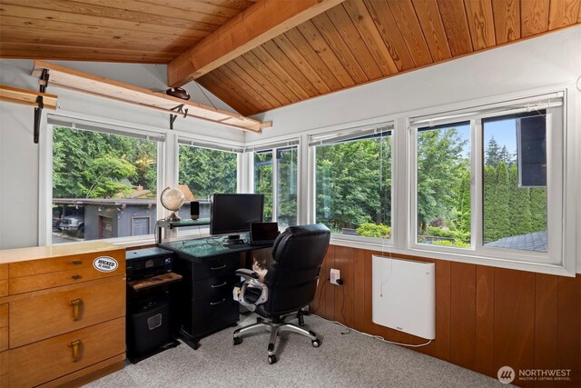 4130 Lakeway Dr, Bellingham, WA 98229 - carpeted office with wooden ceiling and wood walls