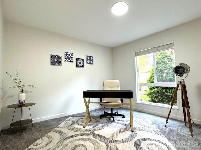 office space with baseboards and carpet