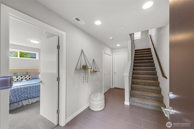 2055 NW Talus Dr Unit 3, Issaquah, WA 98027 - stairs with baseboards, recessed lighting, and tile patterned floors