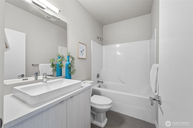 2055 NW Talus Dr Unit 3, Issaquah, WA 98027 - bathroom featuring toilet, tile patterned flooring, vanity, and shower / tub combination
