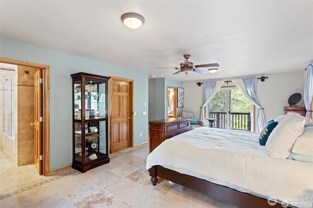 17613 Butler Rd, Snohomish, WA 98290 - bedroom featuring access to outside, ceiling fan, and baseboards