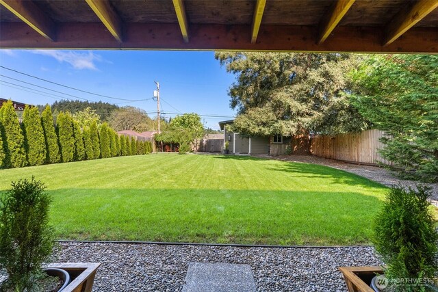 view of yard featuring a fenced backyard