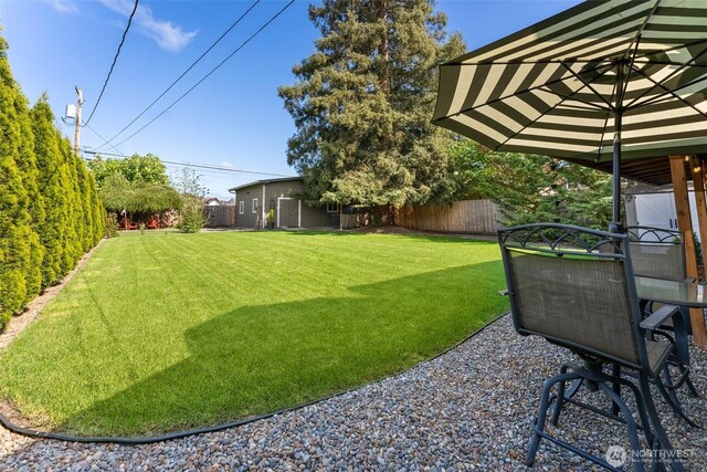 view of yard with a fenced backyard