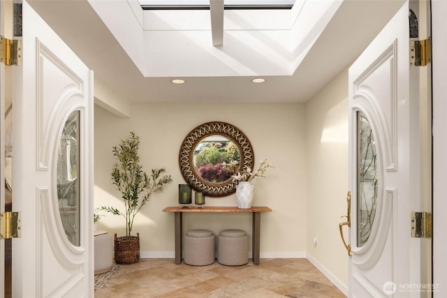 5310 143rd Ave SE, Bellevue, WA 98006 - foyer entrance featuring a skylight, recessed lighting, and baseboards