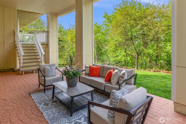 5310 143rd Ave SE, Bellevue, WA 98006 - view of patio with stairs and an outdoor hangout area