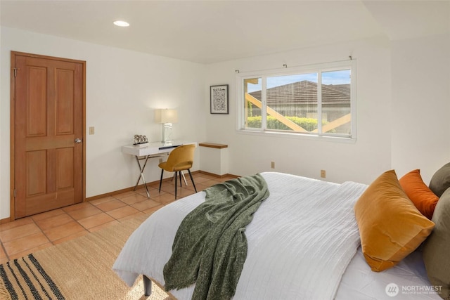5310 143rd Ave SE, Bellevue, WA 98006 - bedroom featuring light tile patterned floors, baseboards, and recessed lighting