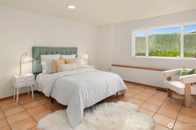 5310 143rd Ave SE, Bellevue, WA 98006 - bedroom featuring light tile patterned floors, baseboards, and recessed lighting
