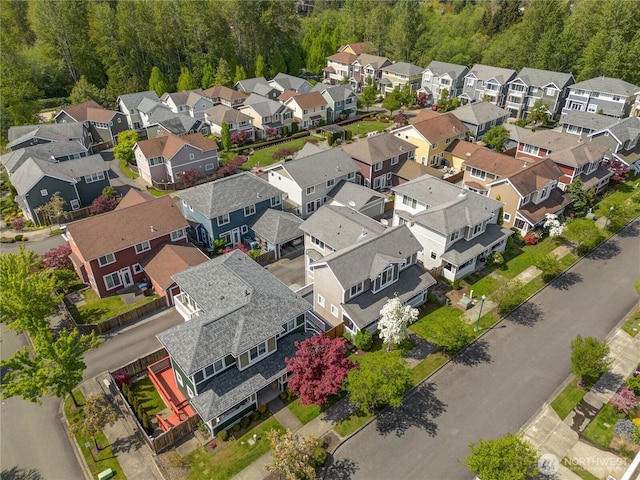 drone / aerial view with a residential view