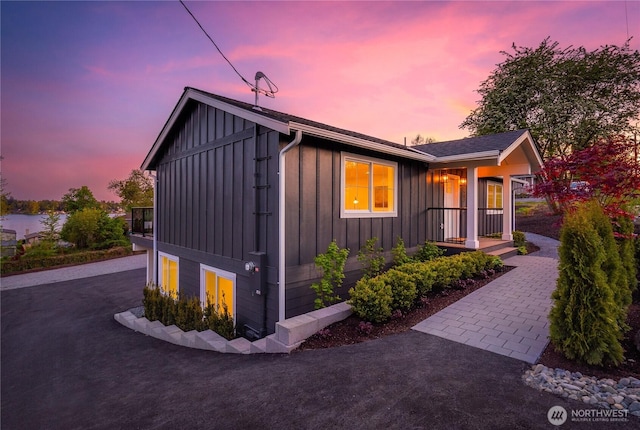 view of side of home featuring board and batten siding
