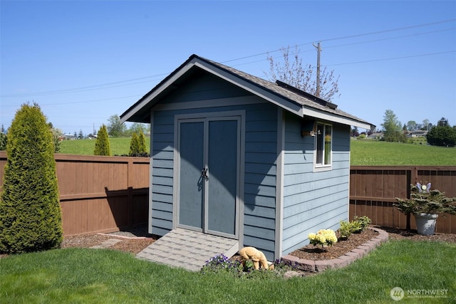 71 Lillian Ridge Dr, Sequim, WA 98382 - view of shed featuring a fenced backyard