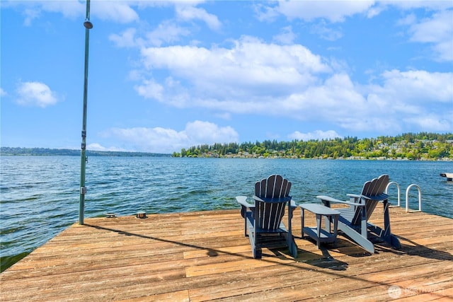 dock area featuring a water view