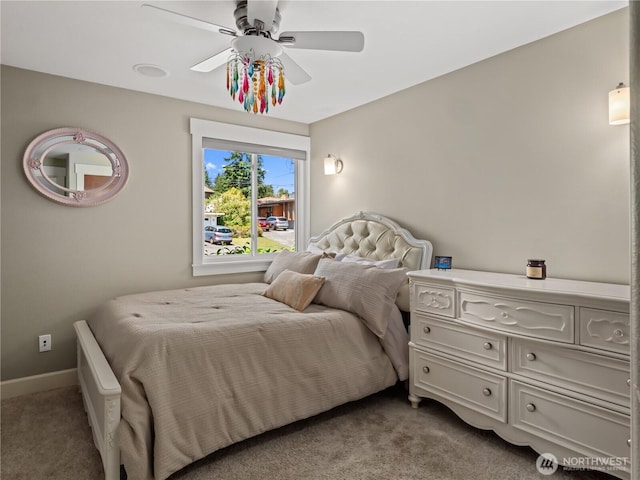 17111 NE 5th St, Bellevue, WA 98008 - bedroom featuring light carpet, ceiling fan, and baseboards