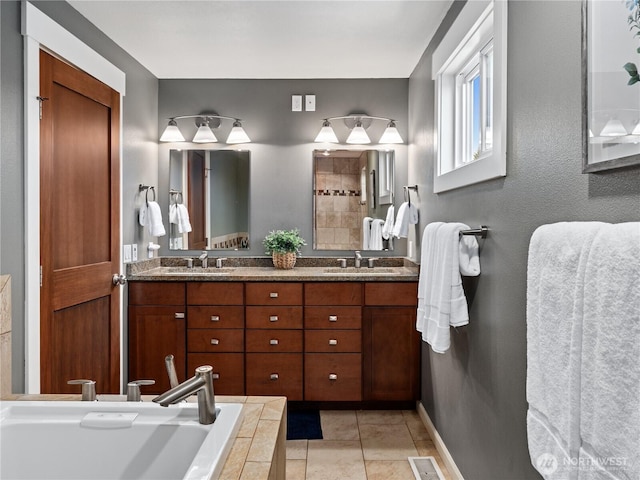17111 NE 5th St, Bellevue, WA 98008 - bathroom with double vanity and tile patterned flooring