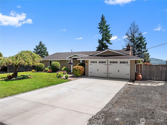 17111 NE 5th St, Bellevue, WA 98008 - single story home with an attached garage, driveway, a chimney, and roof with shingles