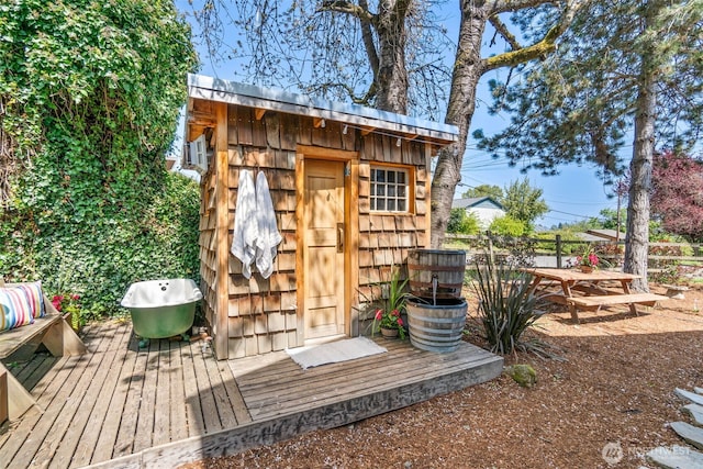 view of shed