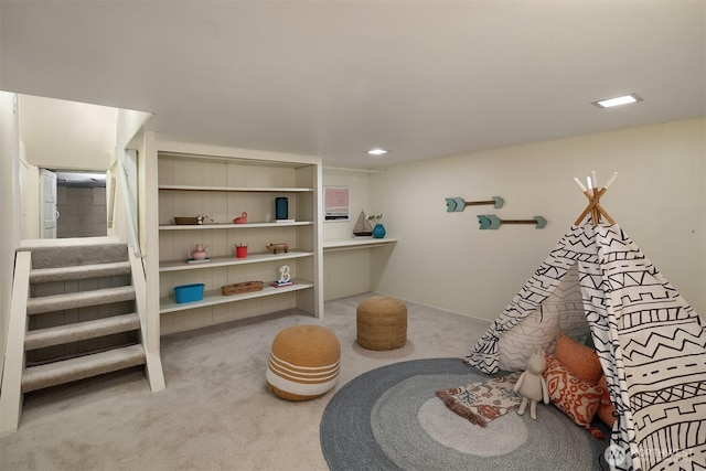 game room with carpet floors