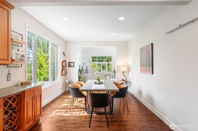 16653 SE 69th Way, Bellevue, WA 98006 - dining space with plenty of natural light, wood finished floors, baseboards, and recessed lighting