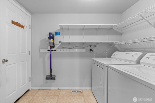 710 122nd Avenue Ct E, Edgewood, WA 98372 - laundry room with baseboards, visible vents, laundry area, and washer and clothes dryer