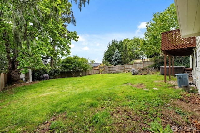 view of yard with a fenced backyard