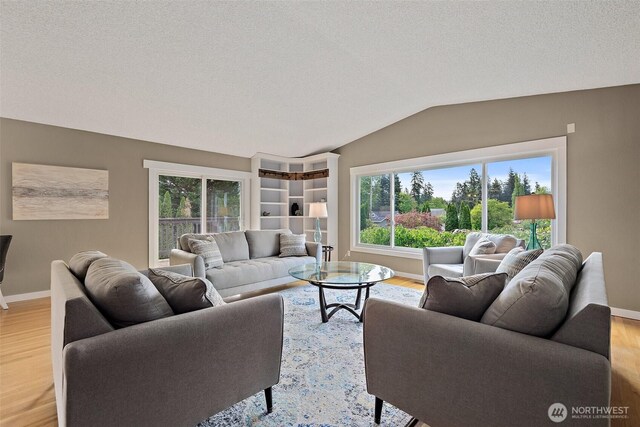 15304 SE 296th St, Kent, WA 98042 - living room with light wood-style floors, a healthy amount of sunlight, and vaulted ceiling