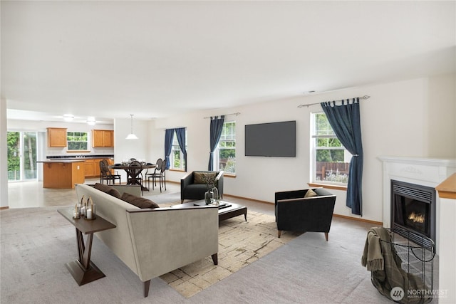 121 George Leslie Dr, Port Ludlow, WA 98365 - living area featuring a glass covered fireplace