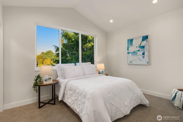7356 21st Ave NW, Seattle, WA 98117 - carpeted bedroom with recessed lighting, baseboards, and lofted ceiling