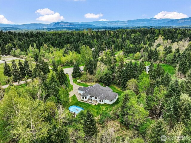 14533 Stephanie Ln SE, Yelm, WA 98597 - aerial view of property and surrounding area with a forest and a mountain backdrop
