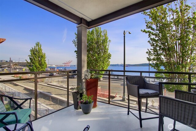 balcony with a water view