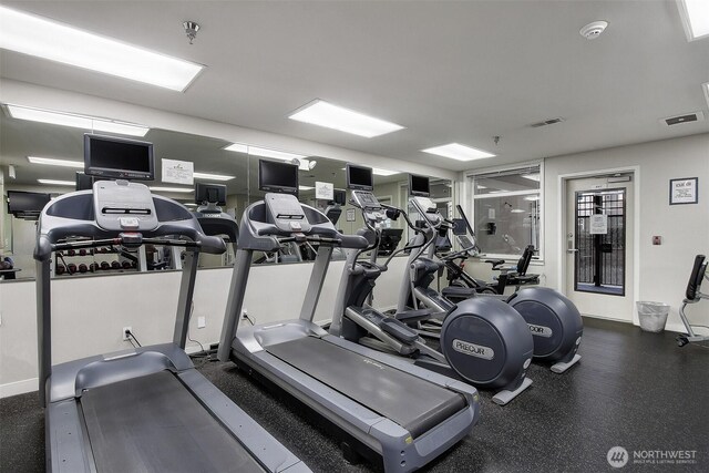 gym featuring visible vents