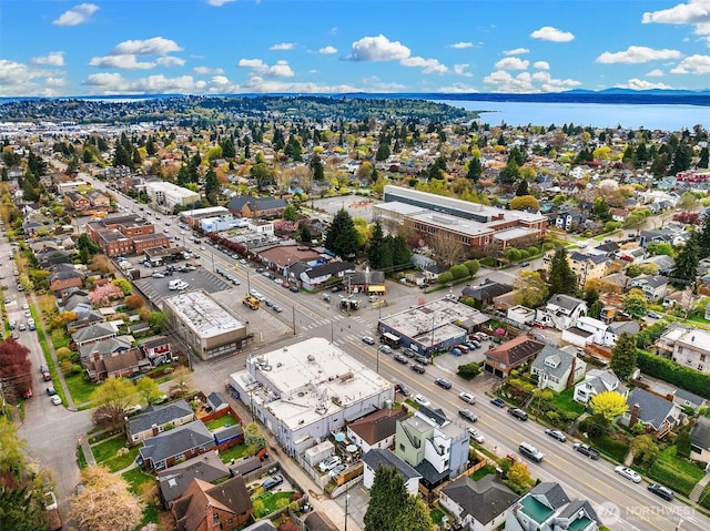 8018 24th Ave NW, Seattle, WA 98117 - aerial perspective of suburban area featuring a large body of water
