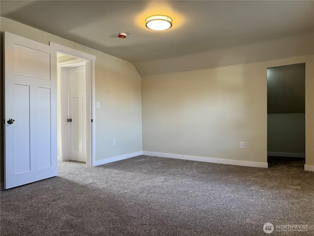 bonus room with carpet, lofted ceiling, and baseboards