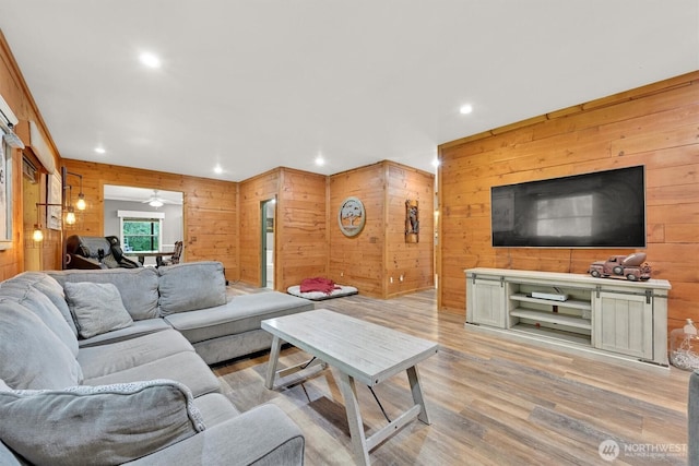 17132 156th Ln SE, Yelm, WA 98597 - living area with wooden walls, recessed lighting, and wood finished floors