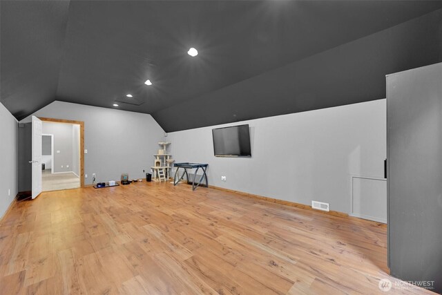 17132 156th Ln SE, Yelm, WA 98597 - bonus room with recessed lighting, baseboards, wood finished floors, vaulted ceiling, and visible vents