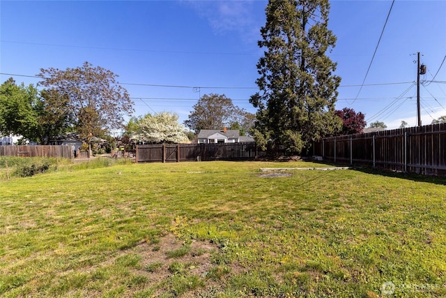 view of yard featuring a fenced backyard
