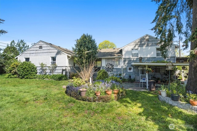 back of house featuring a yard and a patio