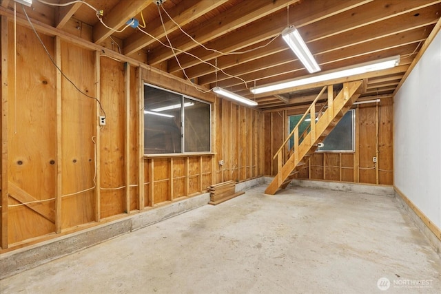 below grade area featuring stairway