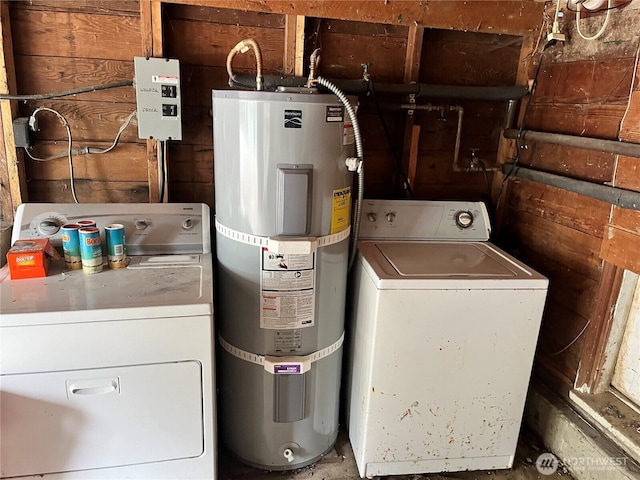 clothes washing area featuring laundry area and strapped water heater