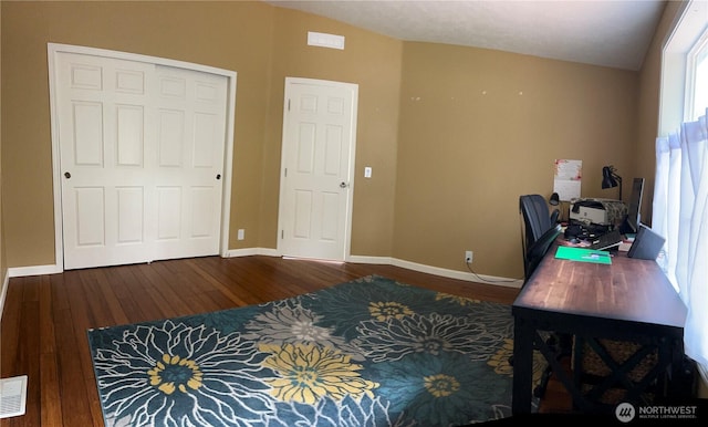 4806 NE Cushman Rd NE, Olympia, WA 98506 - office featuring baseboards, wood finished floors, and visible vents
