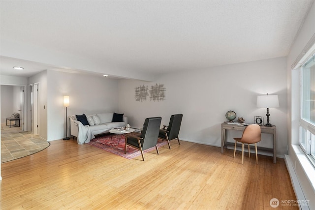 7924 212th St SW Unit 202, Edmonds, WA 98026 - living area with baseboards, baseboard heating, and light wood-type flooring