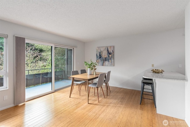 7924 212th St SW Unit 202, Edmonds, WA 98026 - dining room featuring light wood-type flooring, a textured ceiling, and baseboards