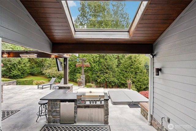 view of patio / terrace with outdoor wet bar, grilling area, and exterior kitchen