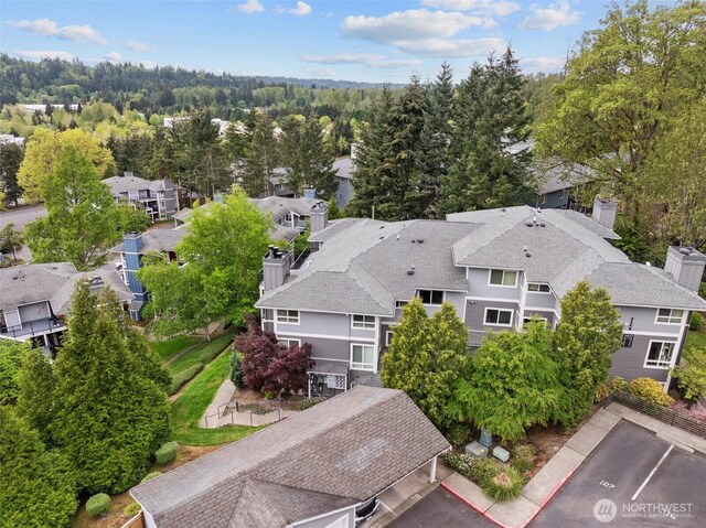 drone / aerial view with a residential view