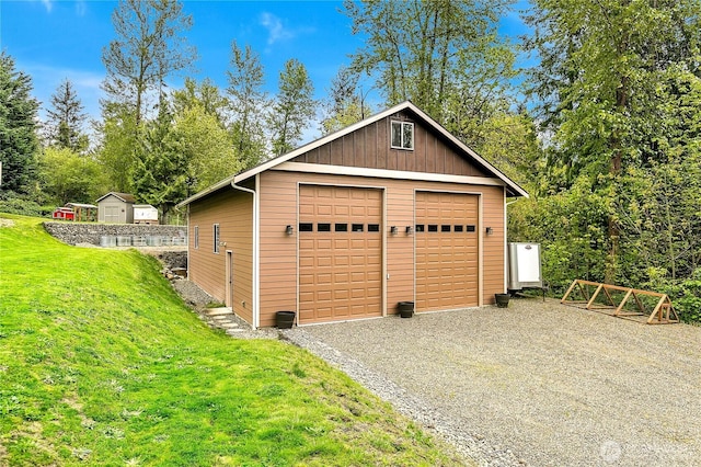 view of detached garage