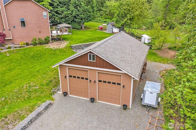 view of detached garage