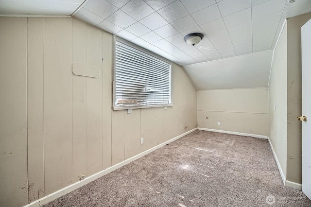 additional living space with carpet floors and lofted ceiling